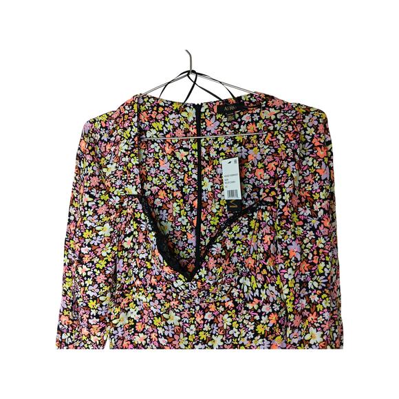 AFRM Womens Crepe Tiered Fit & Flare Mini Dress XS Noir Wildflower Floral NWT - Picture 6 of 15